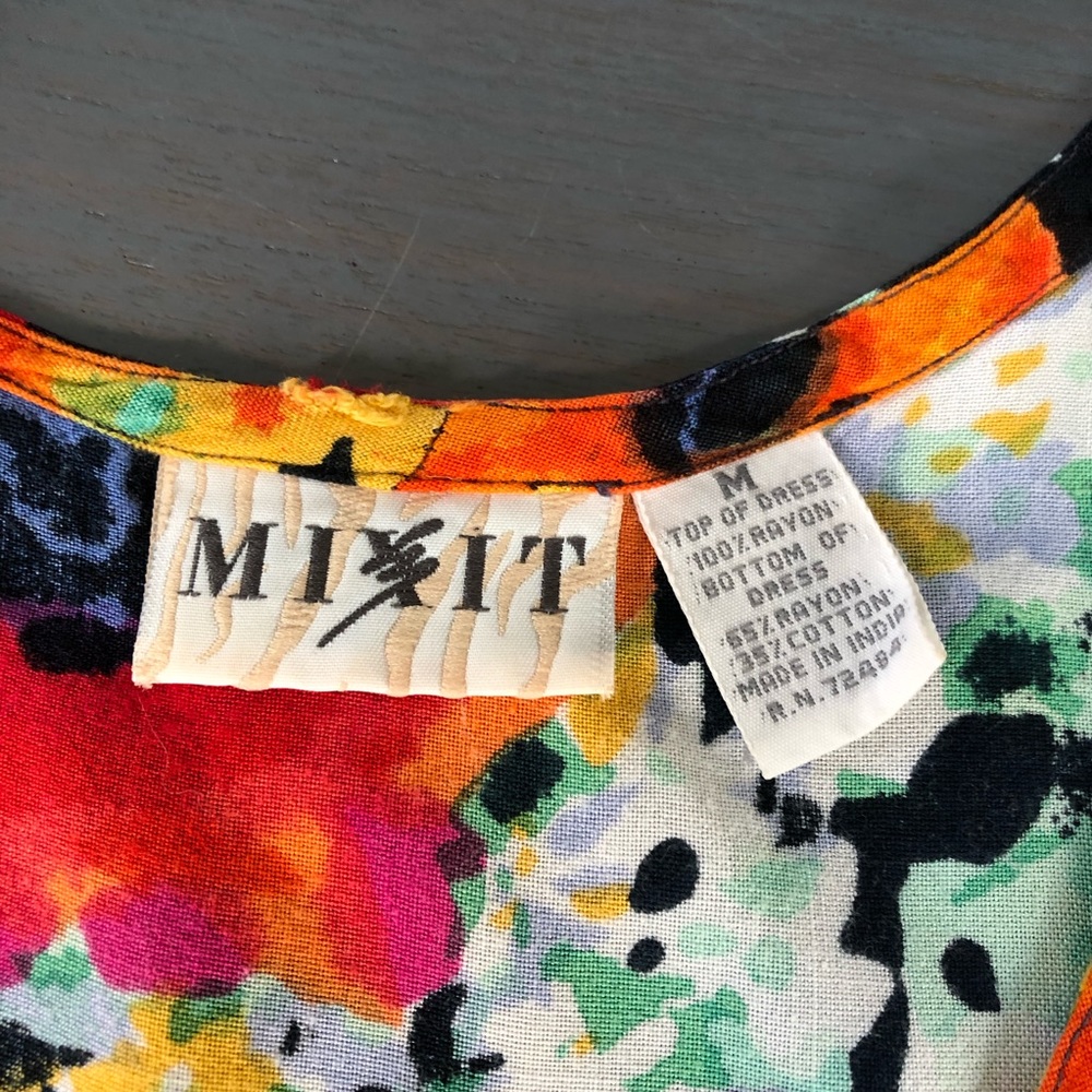 Vintage Mix It Funky Floral Colorful Dress Medium - Picture 4 of 7